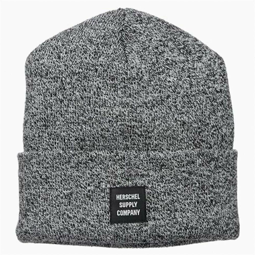 Herschel Abbott Knit Beanie Hat Unisex Cuffed Logo Patch Black One Size